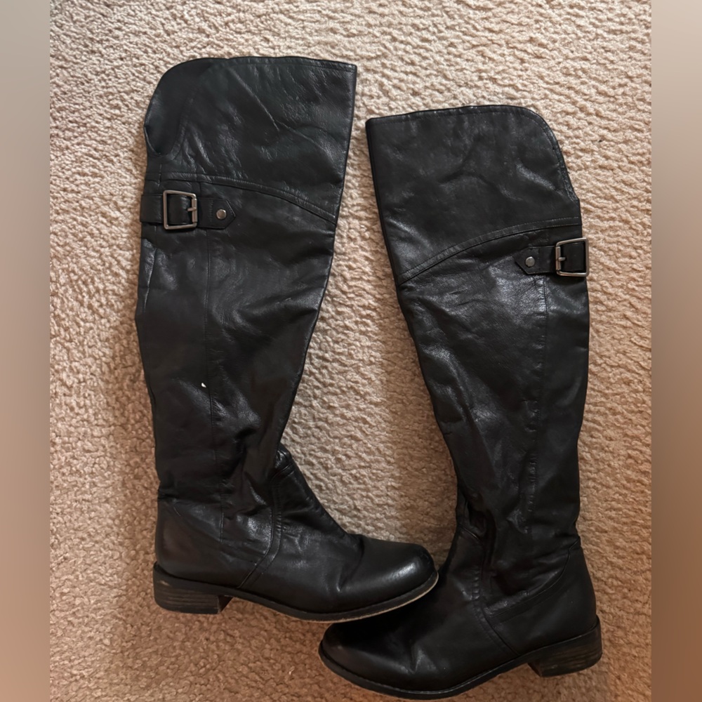 Steve Madden over the knee Black Leather Boots